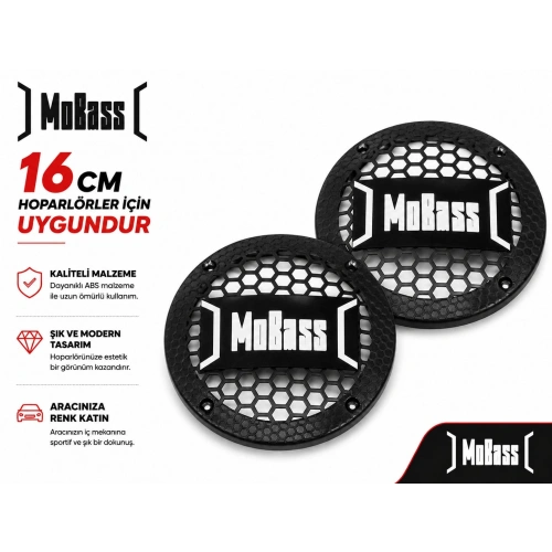 Mobass 16cm Hoparlör Kapağı - Mobass Logolu Plastik Midrange Hoparlör Kapak 16 cm - 2 Adet