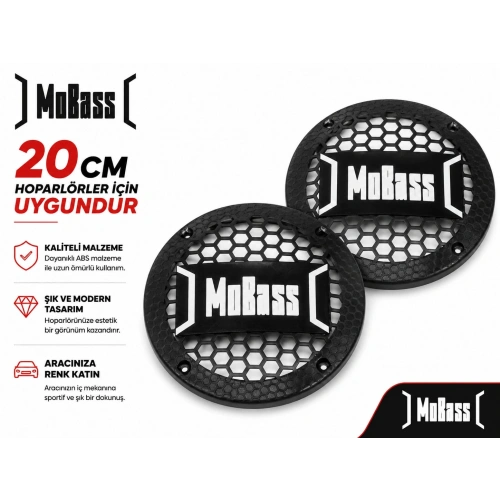 Mobass 20cm Hoparlör Kapağı - Mobass Logolu Plastik Midrange Hoparlör Kapak 20 cm - 2 Adet