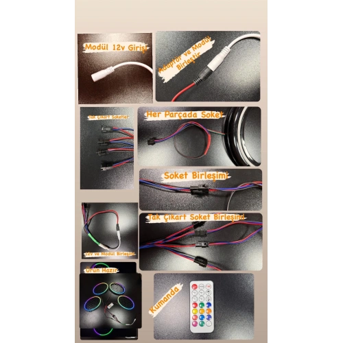 Pixel Ledli 20cm Hoparlör Kapağı – Animasyonlu Piksel RGB Neon Led 20cm Midrange Kapak – Animasyonlu Her Renk Yanan