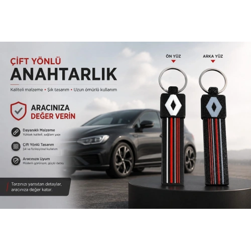 Renault Anahtarlık Çizgili , Renault Araç Anahtarlık - Renault Çift Yönlü Araba Anahtarlığı