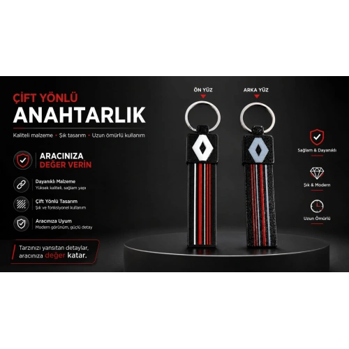 Renault Anahtarlık Çizgili , Renault Araç Anahtarlık - Renault Çift Yönlü Araba Anahtarlığı