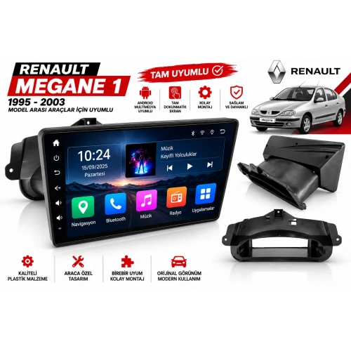 Renault Megane 1 Android Teyp – Renault Megane 1 ( 1995 - 2004 ) Oem Android Multimedya – Renault Megane 1 Android Double Teyp