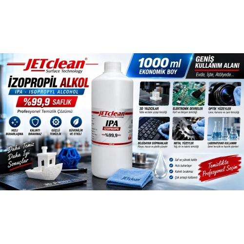 Saf IPA %99.9 İzopropil Alkol 1000 ml – Kapaklı 3D İçin İzopropil Alkol 1000ml - IPA