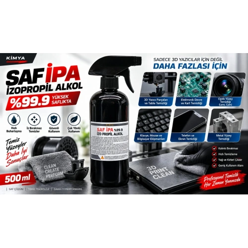 Saf IPA %99.9 İzopropil Alkol 500 ml – Sprey Başlıklı 3D İçin İzopropil Alkol 500ml - IPA
