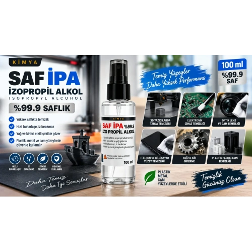 Saf IPA %99.9 İzopropil Alkol 100 ml – Sprey Başlıklı 3D İçin İzopropil Alkol 100ml - IPA