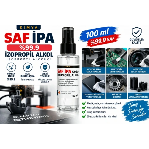 Saf IPA %99.9 İzopropil Alkol 100 ml – Sprey Başlıklı 3D İçin İzopropil Alkol 100ml - IPA