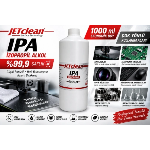 Saf IPA %99.9 İzopropil Alkol 1000 ml – Kapaklı 3D İçin İzopropil Alkol 1000ml - IPA