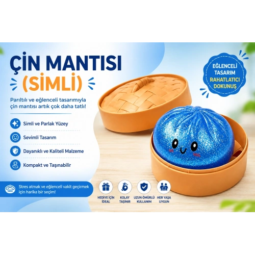 Simli Yumuşak Çin Mantısı Stres Topu (1 Adet) – Eğlenceli Squishy Oyuncak