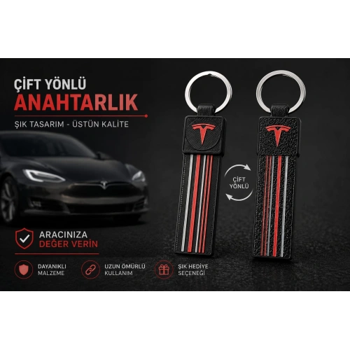 Tesla Anahtarlık Çizgili , Tesla Araç Anahtarlık - Tesla Çift Yönlü Araba Anahtarlığı