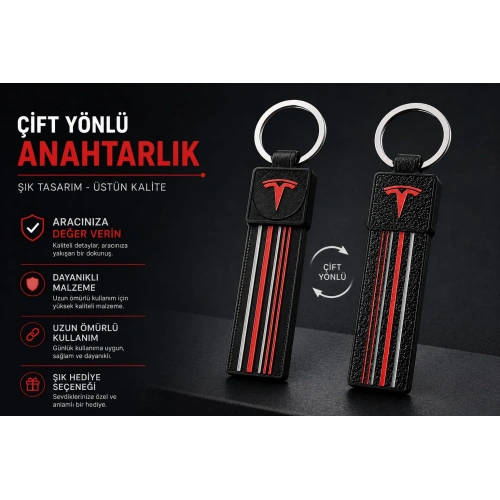 Tesla Anahtarlık Çizgili , Tesla Araç Anahtarlık - Tesla Çift Yönlü Araba Anahtarlığı