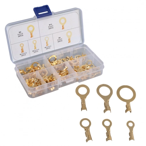 Yuvarlak Kablo Pabuç Seti - 150 Adet 6 Çeşit - Halka Kablo Ucu (M10-M8-M6-M5-M4-M3) -  Yuvarlak Amfi Topraklama Terminali - 150 Adet