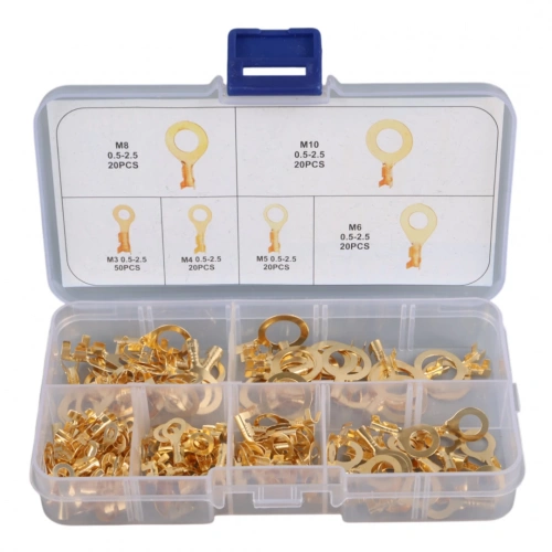Yuvarlak Kablo Pabuç Seti - 150 Adet 6 Çeşit - Halka Kablo Ucu (M10-M8-M6-M5-M4-M3) -  Yuvarlak Amfi Topraklama Terminali - 150 Adet