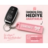 İsimli Pembe Anahtarlık , Kişiye Özel - Anne - Sevgili Hediyelik İsimli Pembe Fiyonklu Anahtarlık - İsimli Araba Anahtarlığı