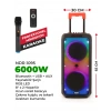Carboon Bluetooth Hoparlör - NDR-1095 Büyük Boy Karaoke ve Parti Hoparlörü , Tekerlekli , Çek çekli , Mikrofonlu , RBG Bluetooth Hoparlör