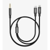 Linktech Aux to Type-C ve Lightning Dönüştürücü - Linktech A204 3.5mm Auxu Type-C ve Lightning Dönüştürücü