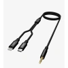 Linktech Aux to Type-C ve Lightning Dönüştürücü - Linktech A204 3.5mm Auxu Type-C ve Lightning Dönüştürücü