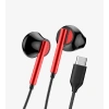 Linktech Yüksek Basslı Kablolu Kulaklık , Linktech H65 Kırmızı Type-C Mikrofonlu Kablolu Kulak İçi Kulaklık , Premium Type-C Kablolu Kulaklık
