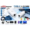 Powermaster KY-195 Type-C to 3.5 mm AUX Dönüştürücü OTG Ses Adaptörü – USB-C Kulaklık ve Ses Çıkış Aparatı Beyaz