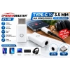 Powermaster KY-195 Type-C to 3.5 mm AUX Dönüştürücü OTG Ses Adaptörü – USB-C Kulaklık ve Ses Çıkış Aparatı Beyaz