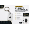 Telefon Görünümlü Anahtarlık , iPhone 17 Beyaz Anahtarlık - iPhone Görünümlü Araba Anahtarlığı