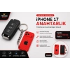 Telefon Görünümlü Anahtarlık , iPhone 17 Kırmızı Anahtarlık - iPhone Görünümlü Araba Anahtarlığı