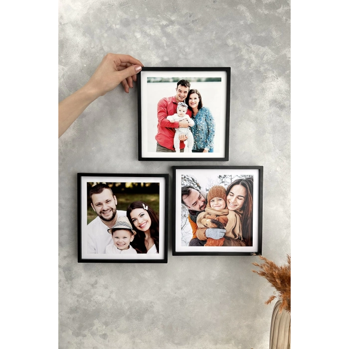20x20 Yapışan Çerçeve - Siyah 12 Adet