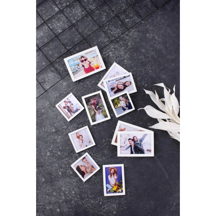 Beyaz Çerçeveli Magnet Karısık Ebat - 22 Adet
