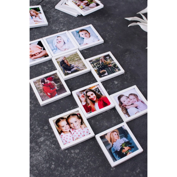 Beyaz Çerçeveli Magnet 5x5cm - 64 Adet