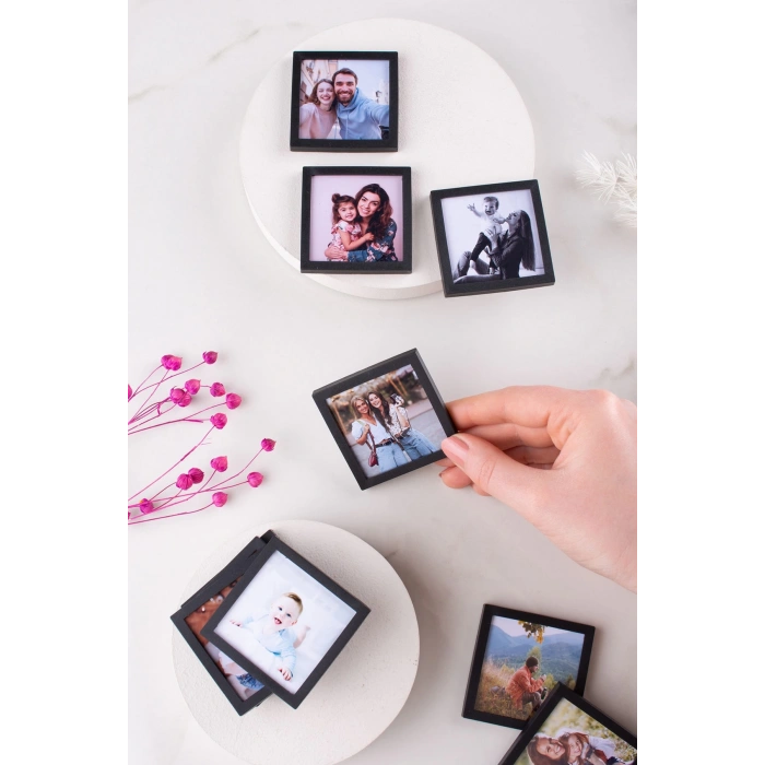 Siyah Çerçeveli Magnet 5x5cm - 16 Adet