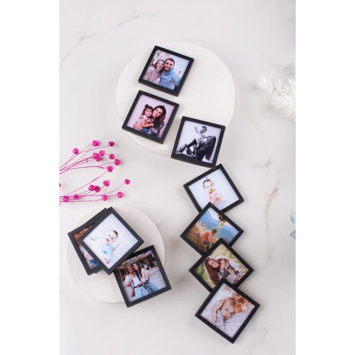 Siyah Çerçeveli Magnet 5x5cm - 16 Adet
