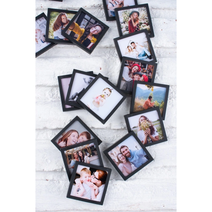 Siyah Çerçeveli Magnet 5x5cm - 16 Adet