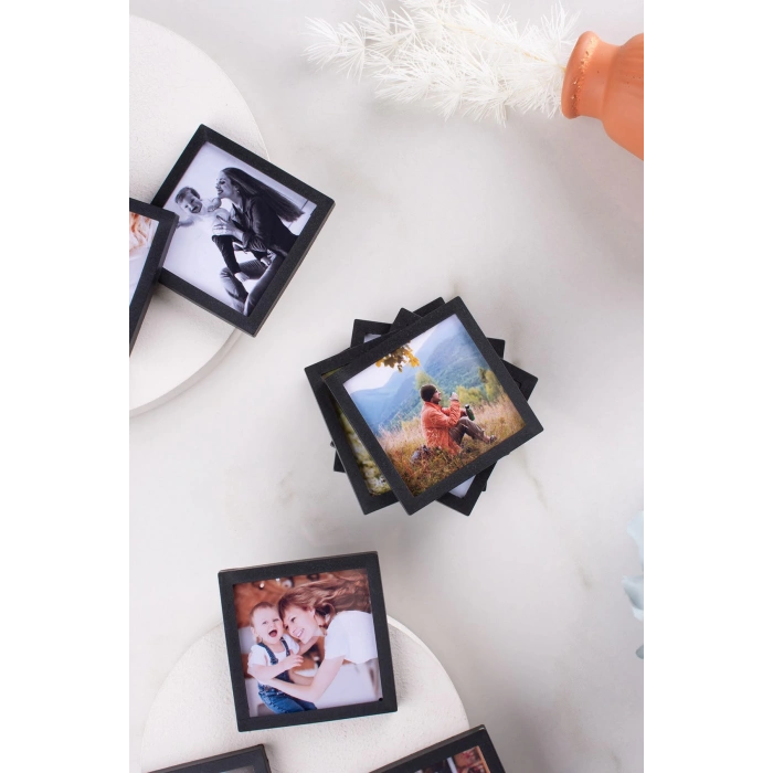 Siyah Çerçeveli Magnet 5x5cm - 64 Adet