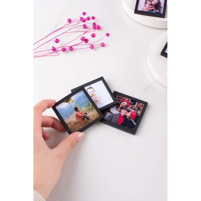 Siyah Çerçeveli Magnet 5x5cm - 64 Adet