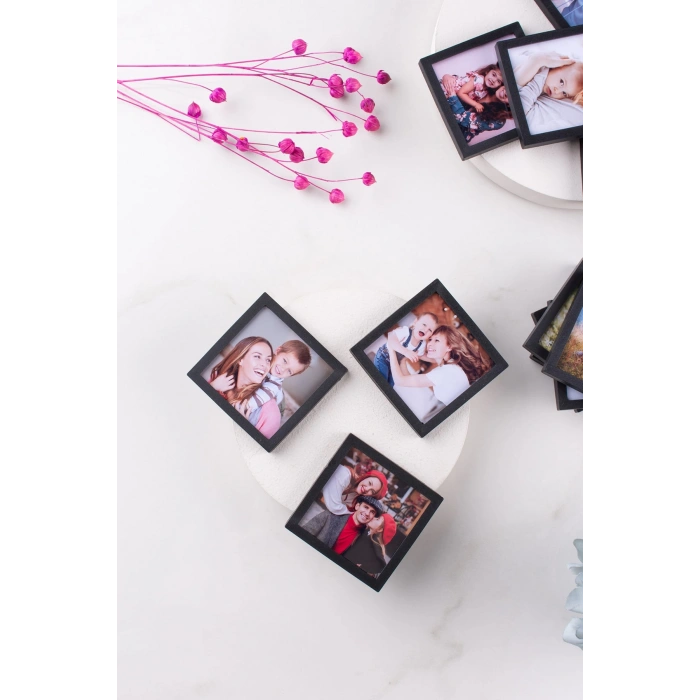 Siyah Çerçeveli Magnet 5x5cm - 48 Adet