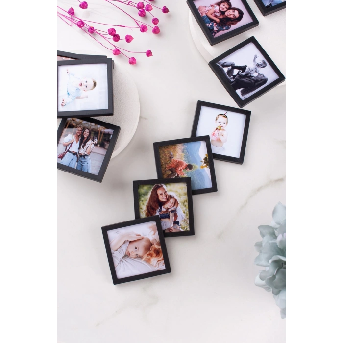 Siyah Çerçeveli Magnet 5x5cm - 48 Adet