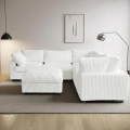 5’li L Şekilli Modüler Koltuk & Puf – Sirius Serisi - Beyaz