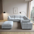 5’li L Şekilli Modüler Koltuk & Puf – Sirius Serisi - Gri