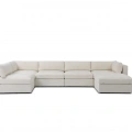 U Şekilli Modüler Koltuk & Puf – Bellami Serisi - Krem Bukle Kumaş- 380x190