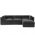 L Şekilli Modüler Koltuk & Puf – Bellami Serisi - Antrasit Şönil Kumaş- 285x190