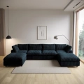 U Şekilli Modüler Koltuk & Puf – Sirius Serisi - Siyah