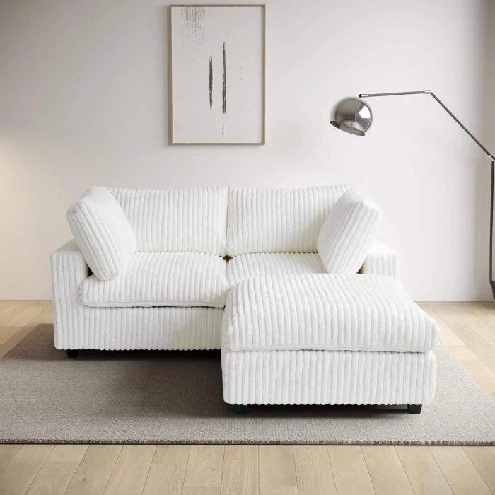 2’li Modüler Koltuk & Puf – Sirius Serisi - Beyaz