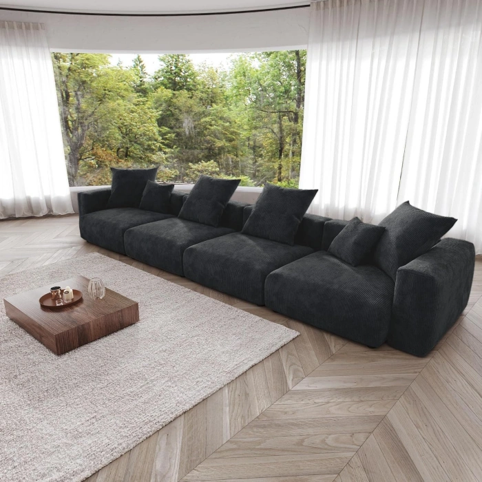 4’lü Modüler Koltuk Seti – Nova Serisi - Siyah