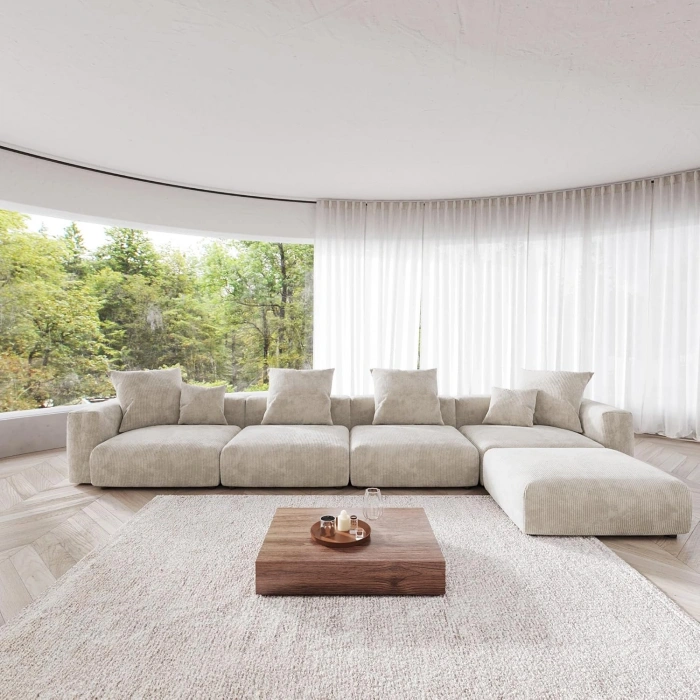 4’lü Modüler Koltuk Takımı & Puf – Nova Serisi - Bej