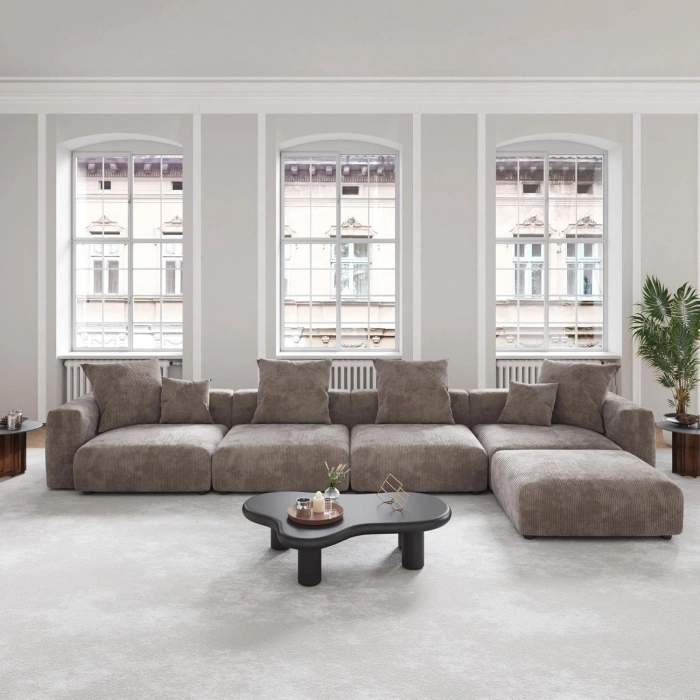 4’lü Modüler Koltuk Takımı & Puf – Nova Serisi - Vizon