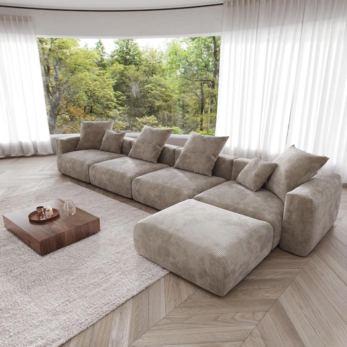 4’lü Modüler Koltuk Takımı & Puf – Nova Serisi - Vizon