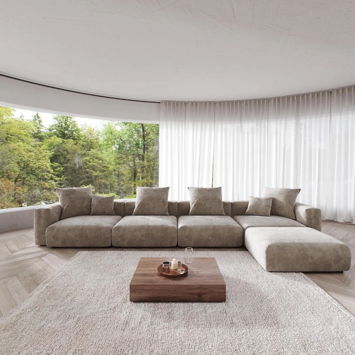 4’lü Modüler Koltuk Takımı & Puf – Nova Serisi - Vizon