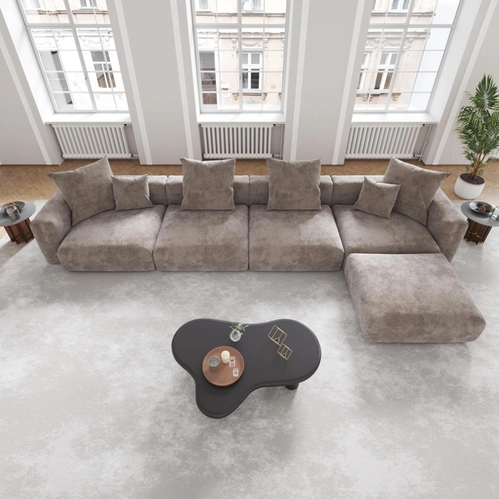 4’lü Modüler Koltuk Takımı & Puf – Nova Serisi - Vizon