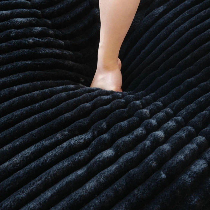 5’li L Şekilli Modüler Koltuk & Puf – Sirius Serisi - Siyah