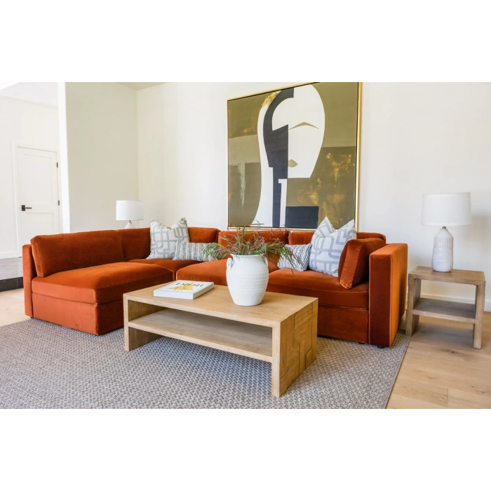 U Şekilli Modüler Koltuk & Puf – Bellami Serisi - Acı Kahve Kadife Kumaş- 380x190