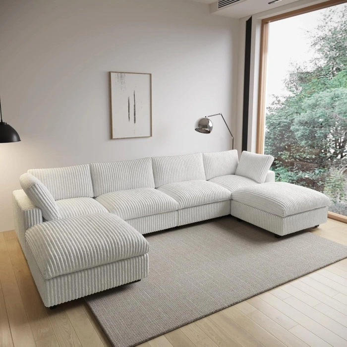 U Şekilli Modüler Koltuk & Puf – Sirius Serisi - Beyaz